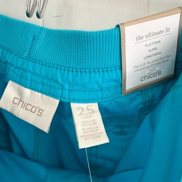 Chico's The Ultimate Fit Cool Cotton Cropped Capris In Bright Blue - Picture 3 of 8